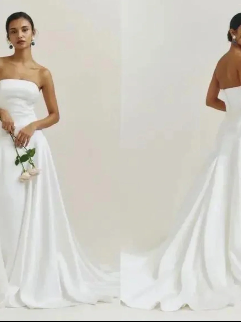 NWT Reformation Elena Satin Dress Ivory 8 Strapless Wedding Gown